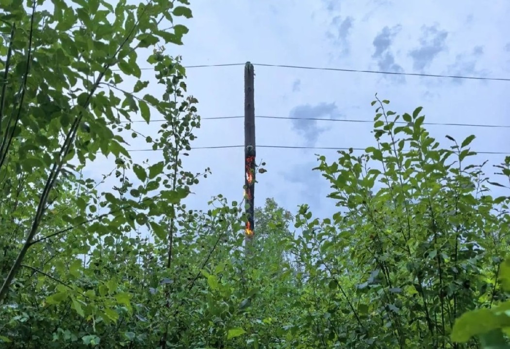 В Усть-Куломском районе молния подожгла опору ЛЭП